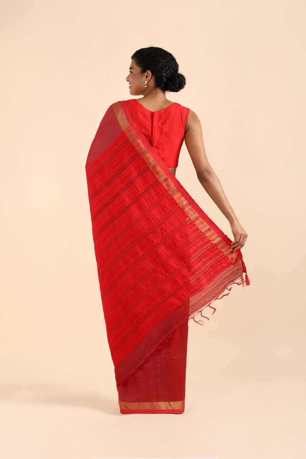 Light Red Pure Tussar Silk Bhagalpuri Saree image number null