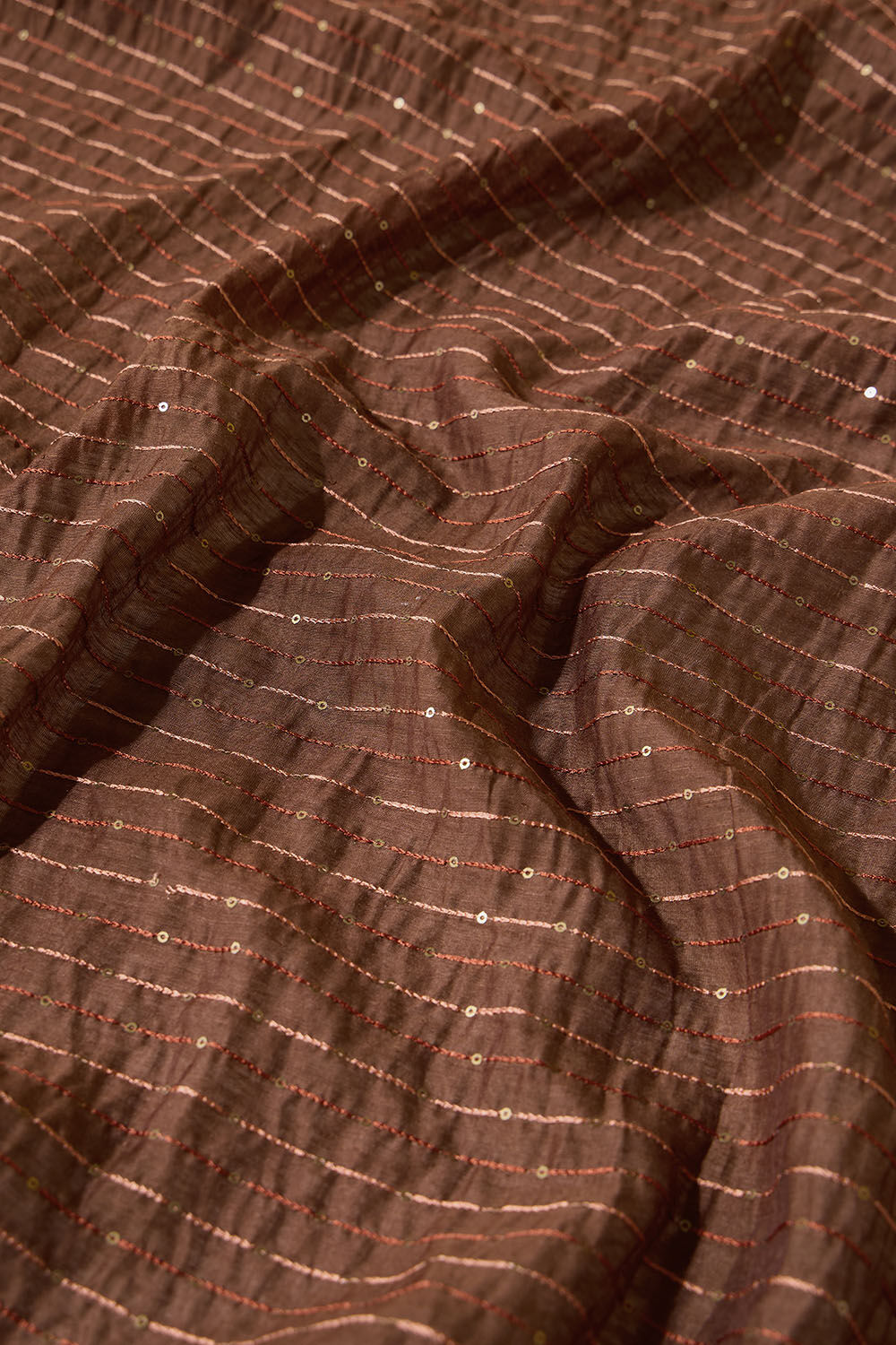 Brown Pure Silk Linen Embroidered Saree image number null