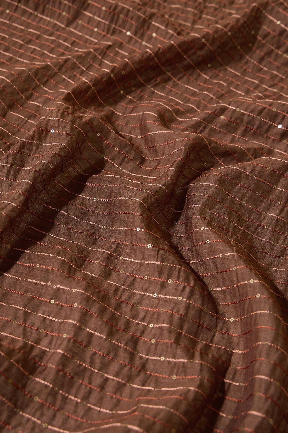 Brown Pure Silk Linen Embroidered Saree image number null