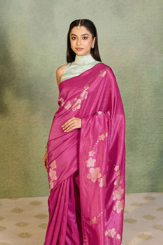 Pink Woven Design Viscose Saree image number