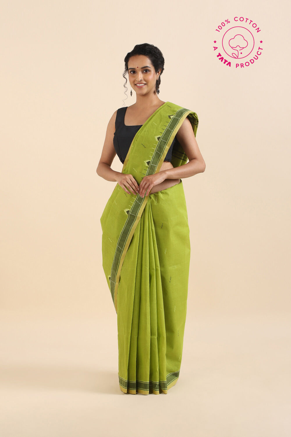 Green Pure Cotton Bengal Saree image number null