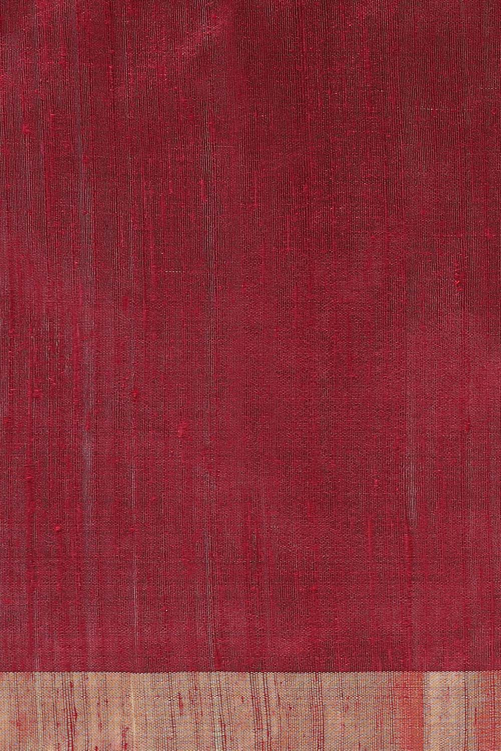 Dark Red Pure Silk Woven Saree image number null