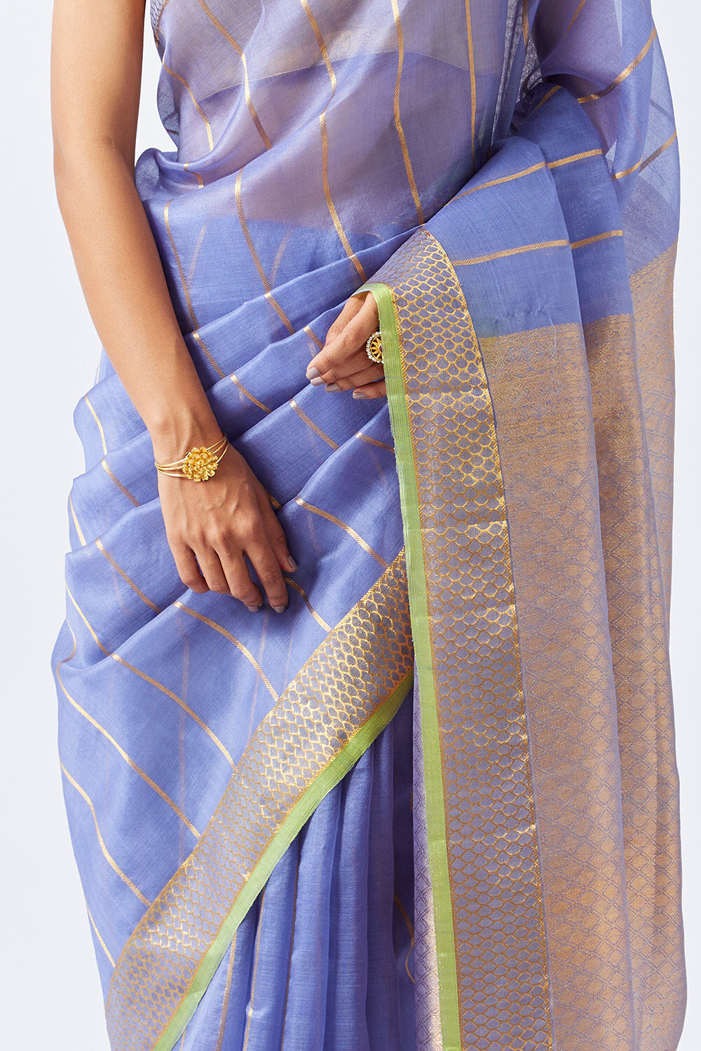 Light Violet Pure Tissue Organza Kanjivaram Saree image number null