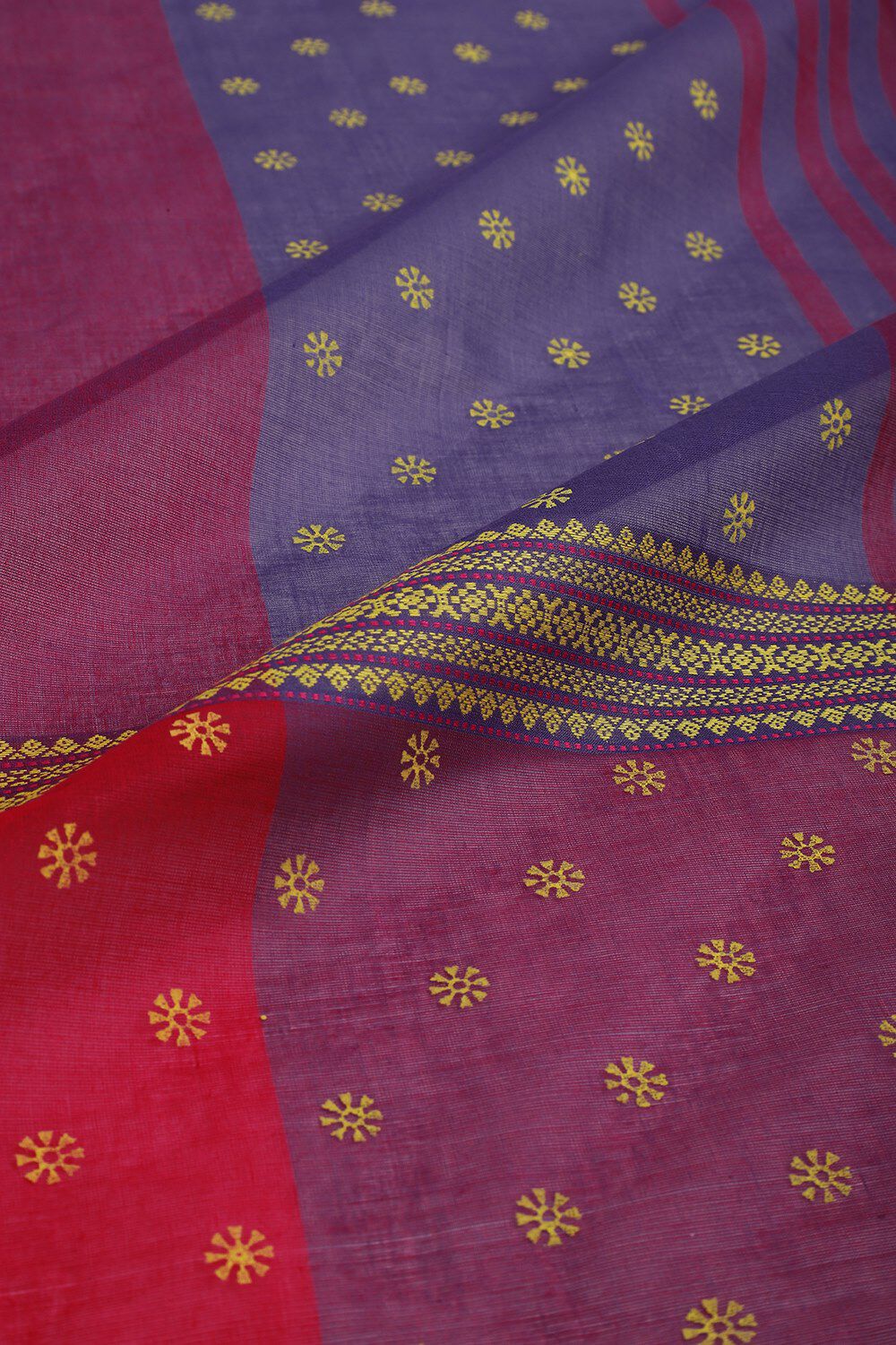 Purple Rajasthan Block Printed Pure Cotton Saree image number null