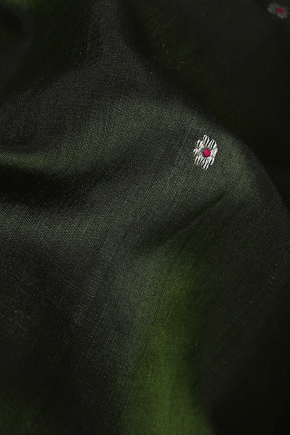 Dark Green Pure Silk Cotton Chanderi Saree image number null