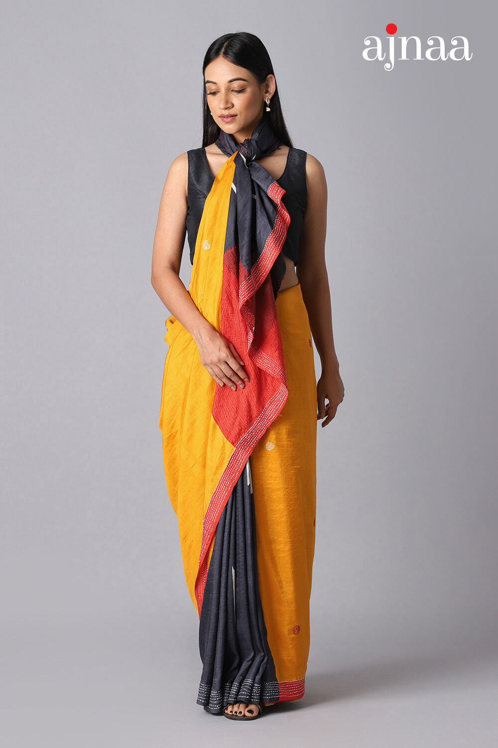 Yellow Pure Silk Hand Saree image number null