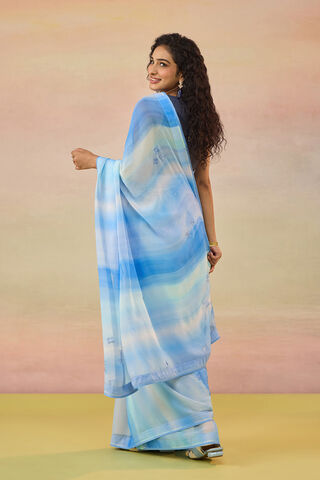 Light Blue Printed Viscose Georgette Saree thumbnail image number null