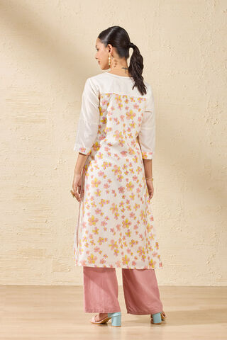 Off White Pure Silk Cotton Printed Sanganeri Kurta thumbnail image number null