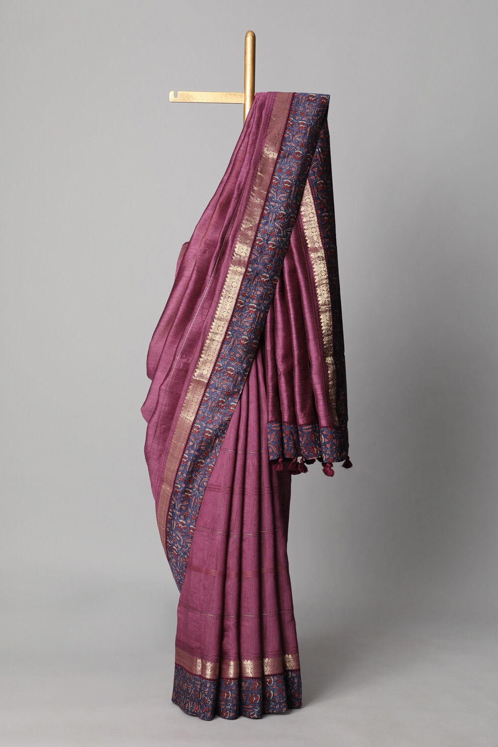 Purple Pure Tussar Printed Saree image number null