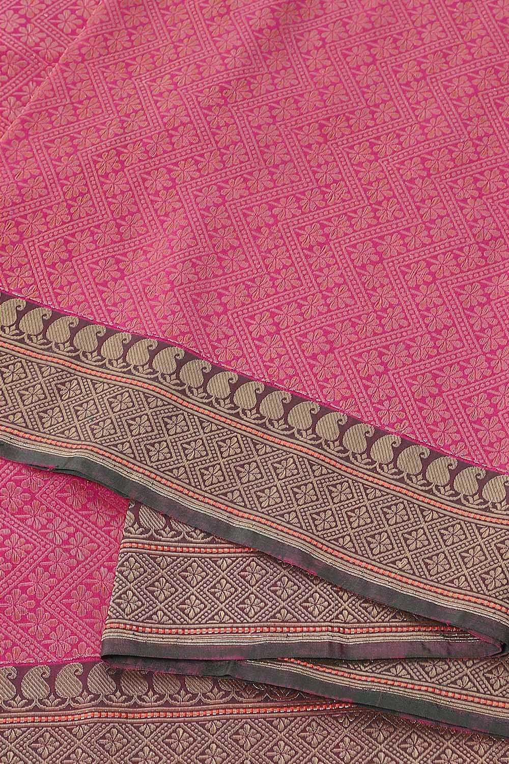 Dark Pink Pure Silk Banarasi Brocade Saree image number null