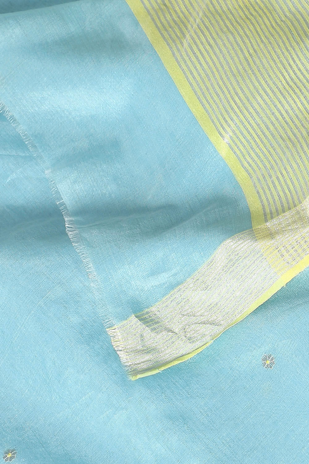 Light Blue Pure Silk Cotton Chanderi Saree image number null