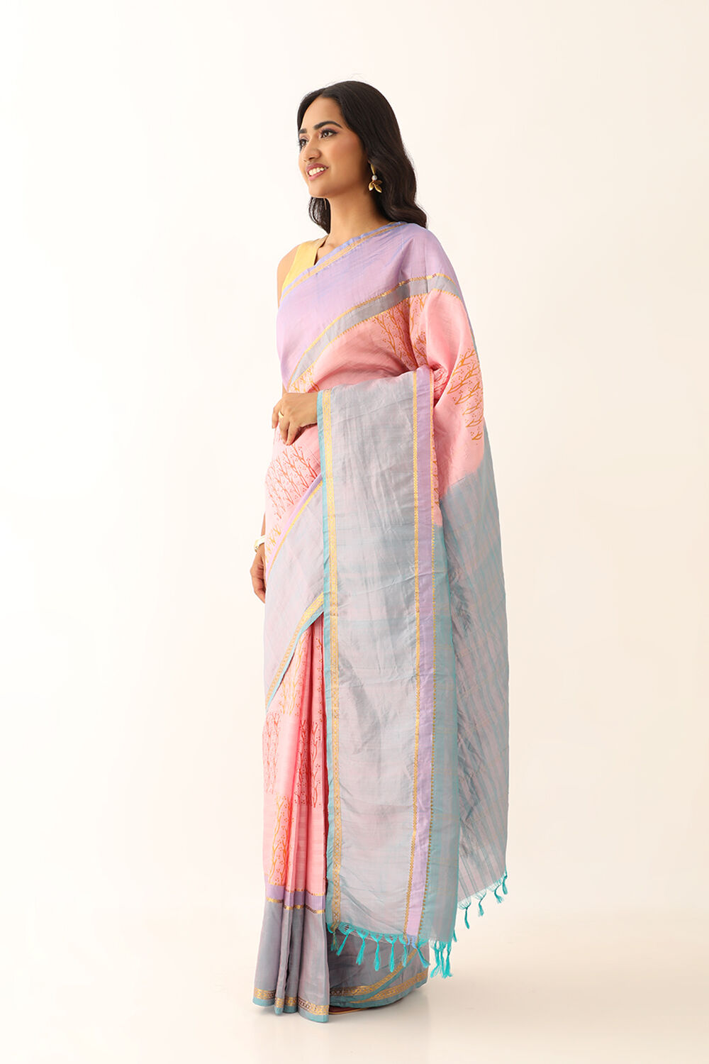 Light Pink Pure Silk South Printed Saree image number null