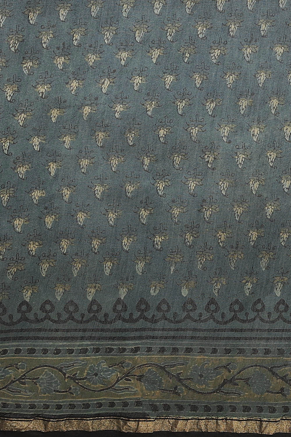 Dark Green Pure Silk Cotton Bagru Printed Saree image number null