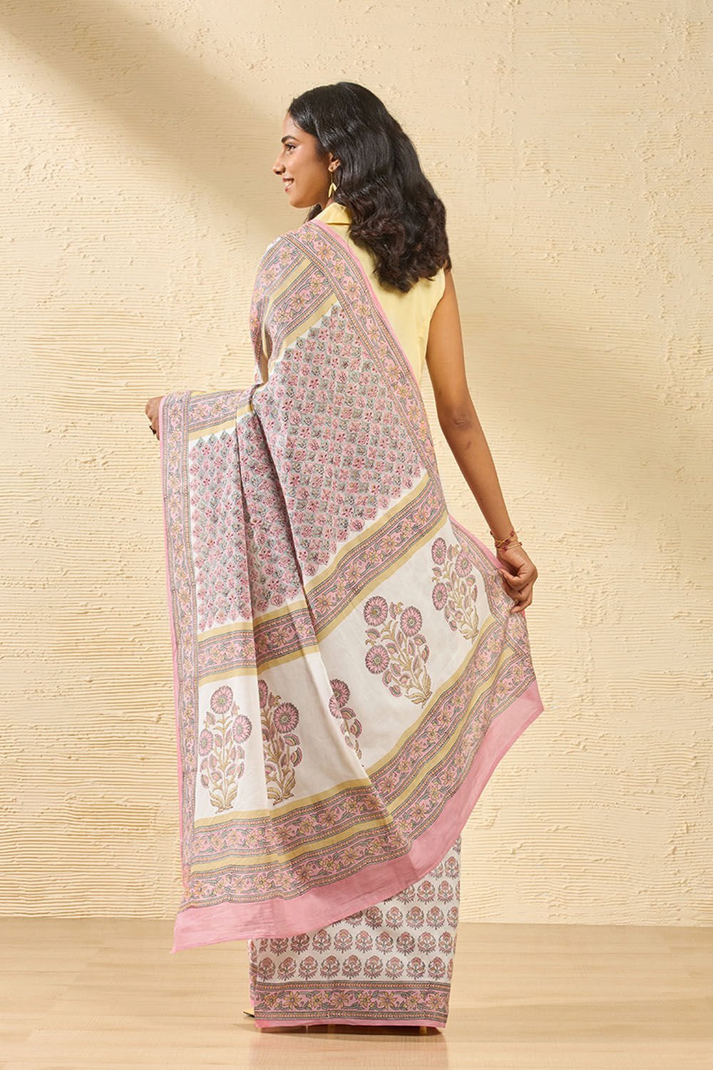 Light Pink Rajasthan Pure Cotton Printed Sanganeri Saree image number null