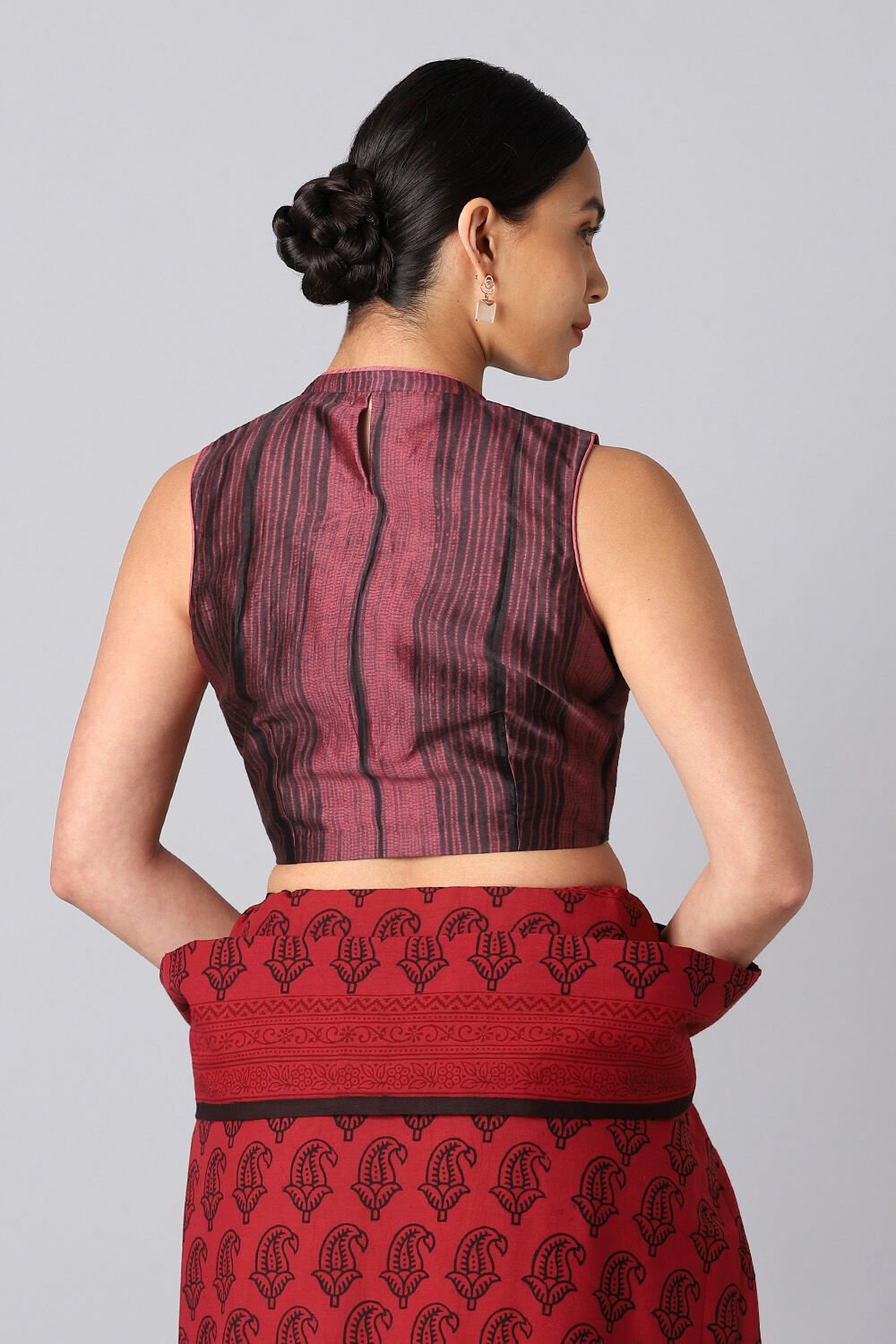 Red Tie and Dye Silk Cotton Blouse image number null