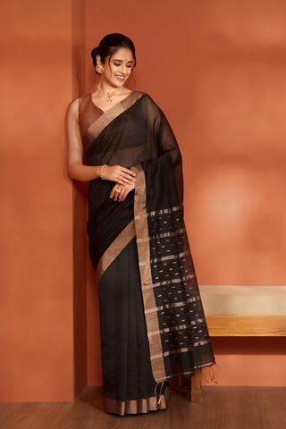 Black Bengal Pure Silk Cotton Jamdani Saree thumbnail image number null