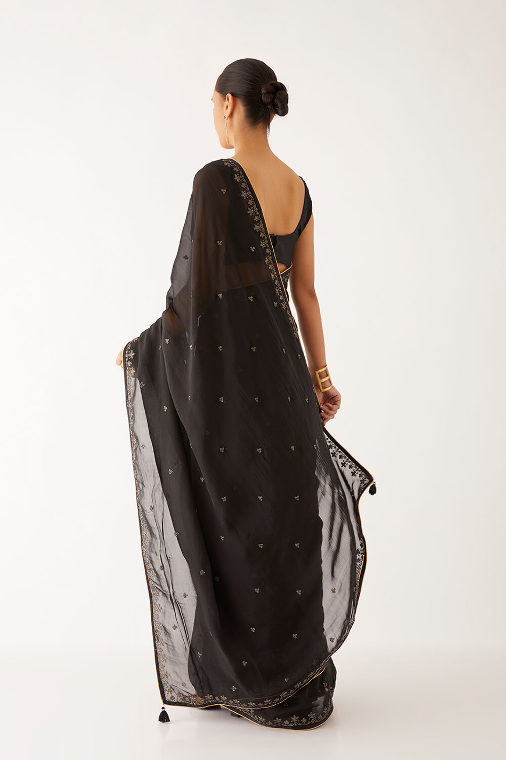 Black  Organza Viscose Embroidered Saree image number null