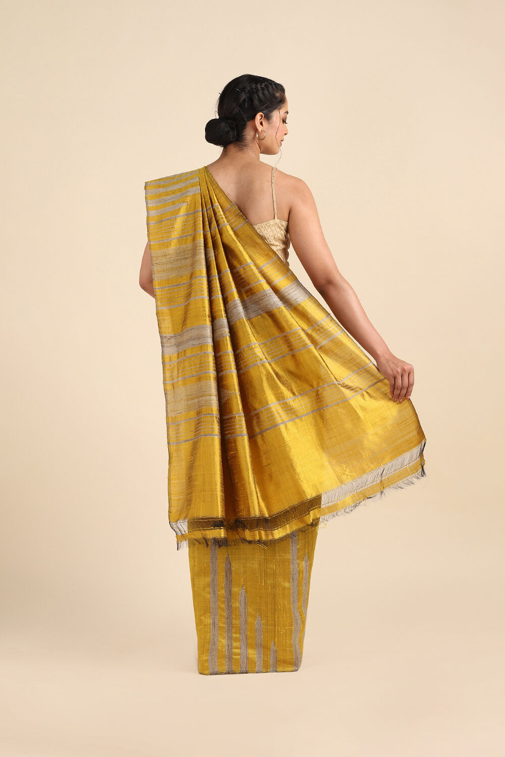 Dark Yellow Pure Silk Woven Saree image number null