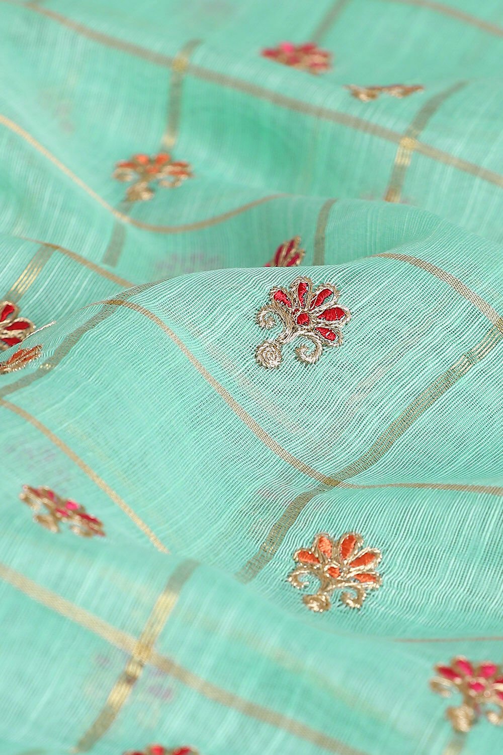Light Pure Green Embroidered Saree image number null