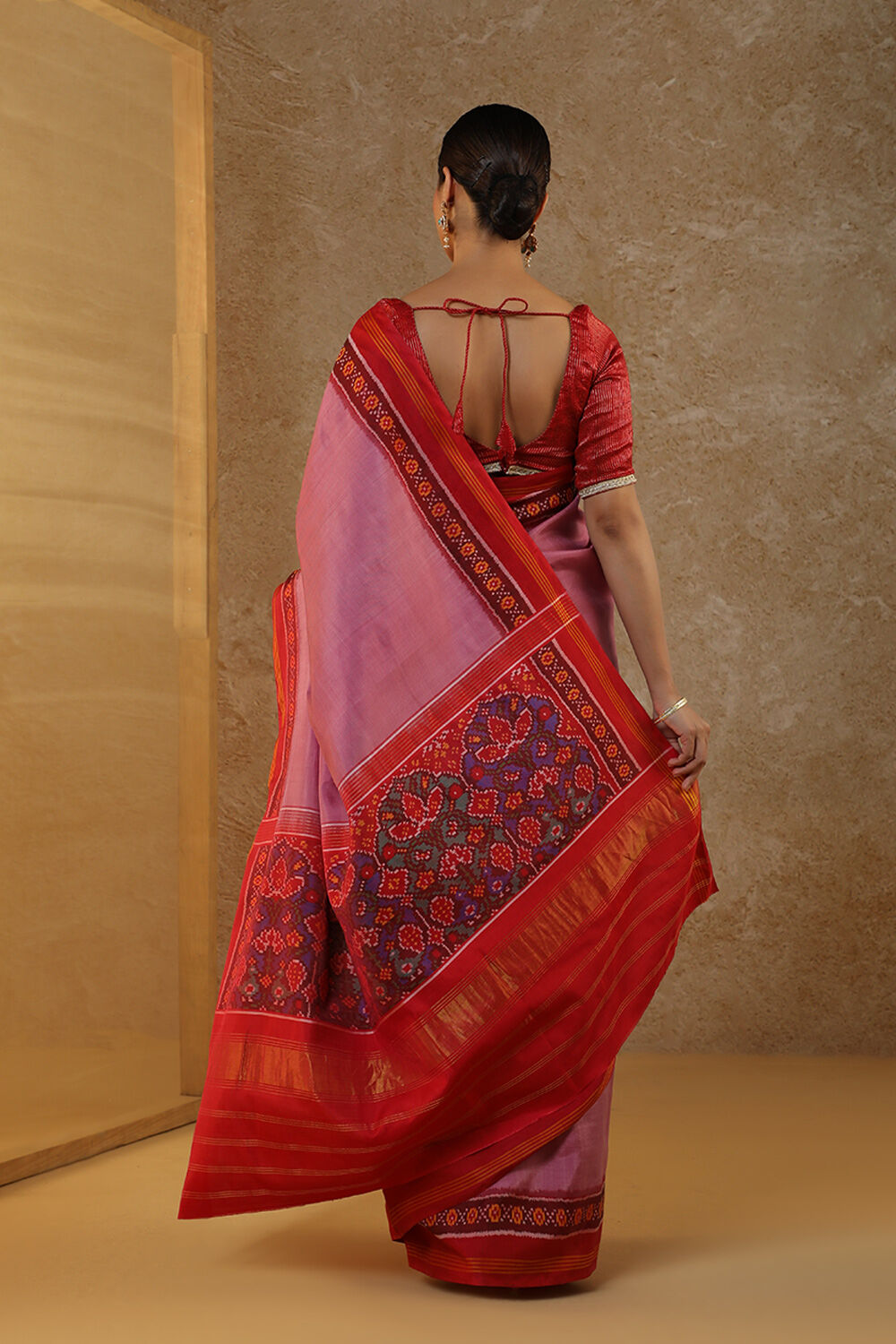 Pink Pure Silk Ikat Patola Rajkot Saree image number null