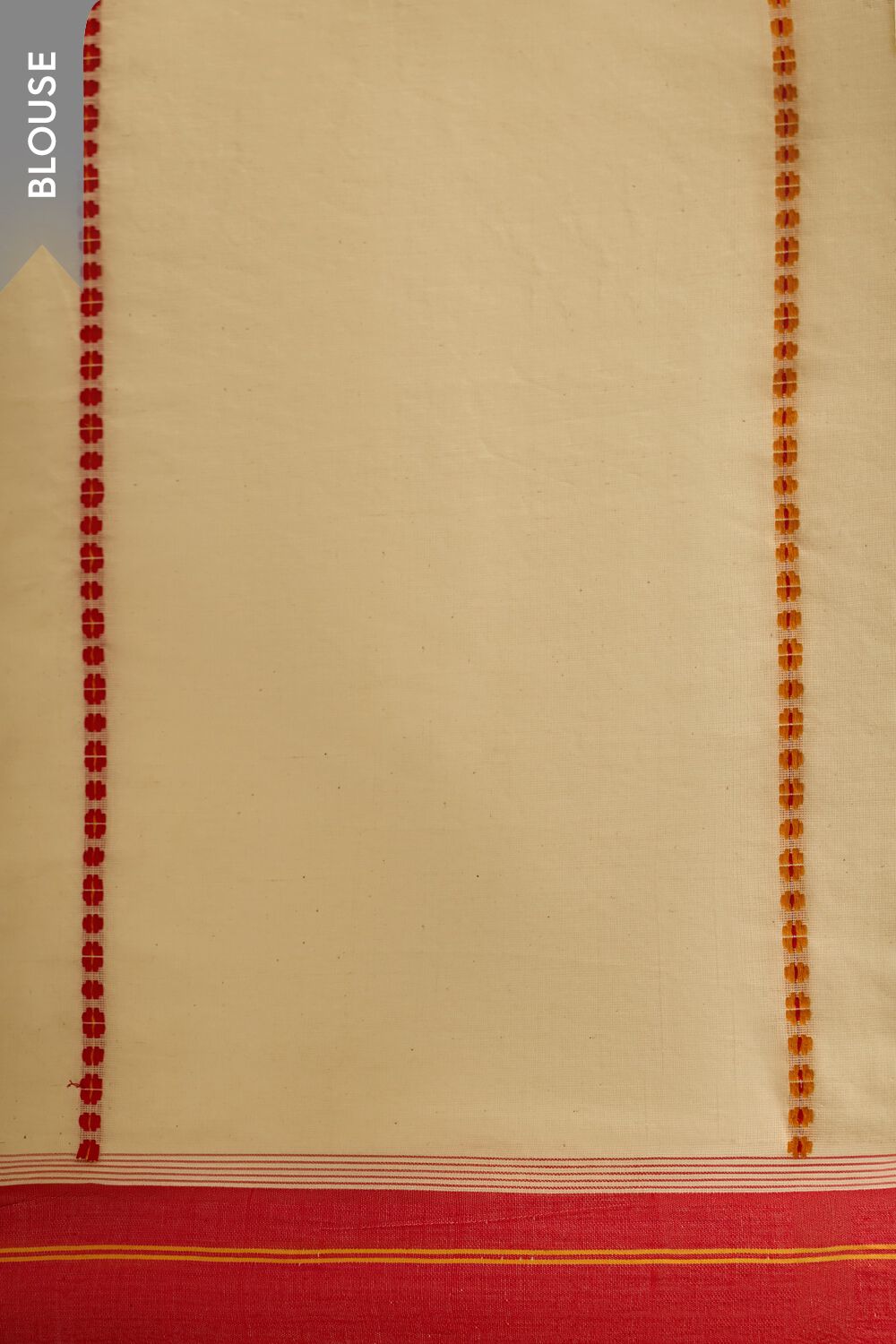 Off White Bengal Pure Cotton Kantha Embroidered Saree image number null