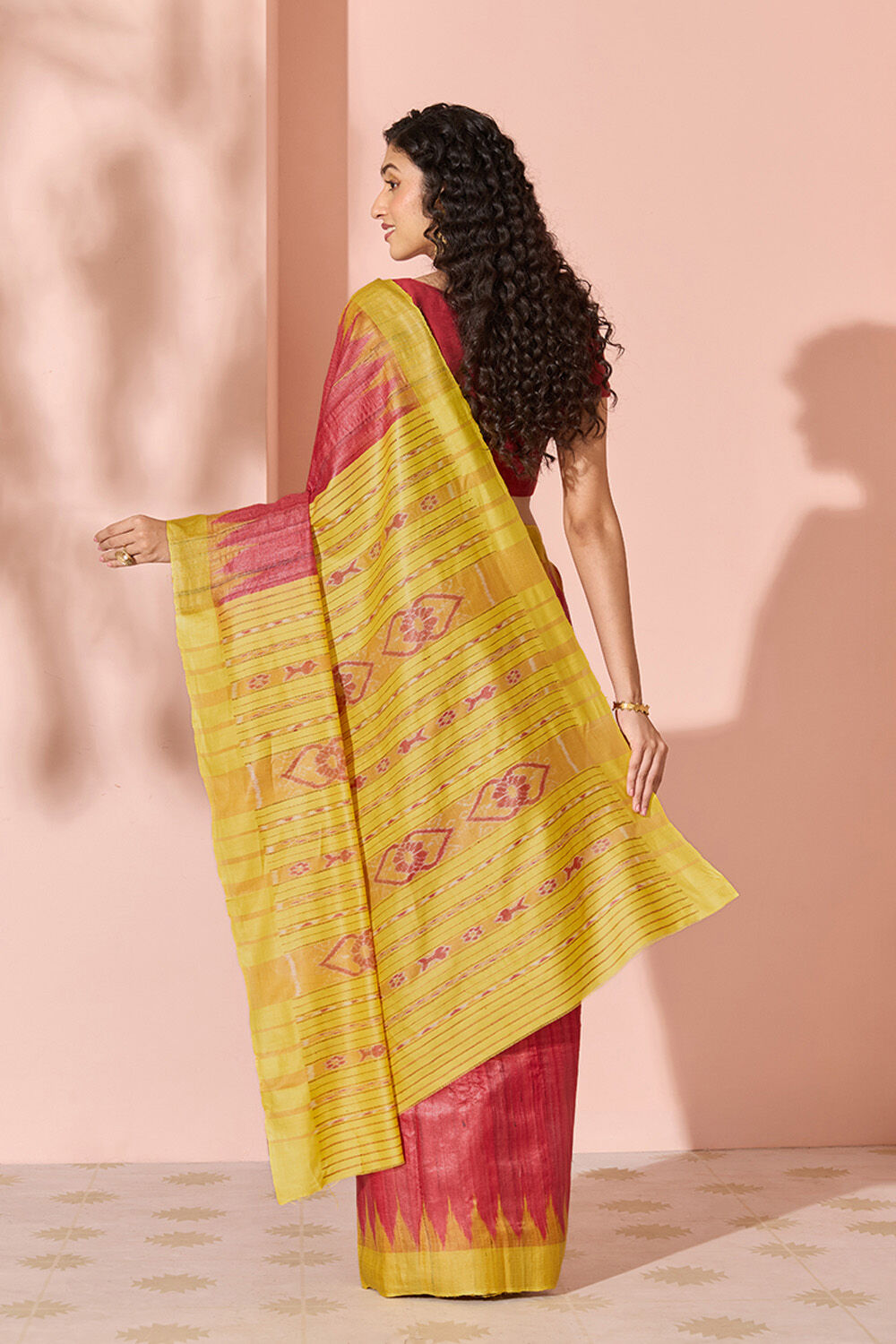 Red Ikat Pure Tussar Silk Gopalpur Saree image number null