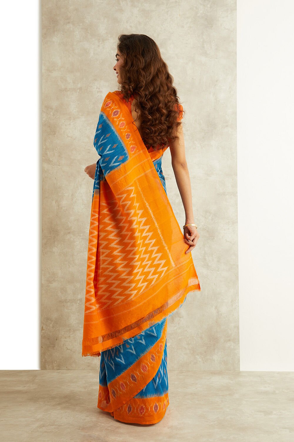 Blue Ikat Pure Cotton Pochampalli Saree image number null
