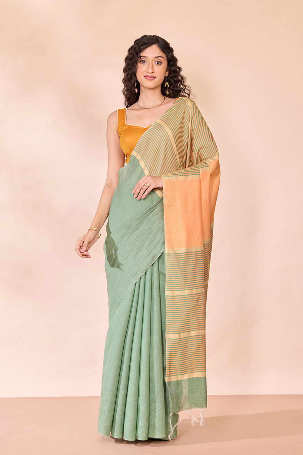 Green Bhagalpur Woven Silk Viscose Saree image number null
