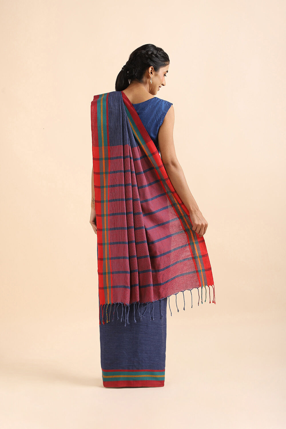 Blue Pure Cotton Bengal Saree image number null