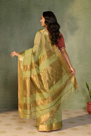 Light Green Woven Pure Tissue Cotton Maheshwari Saree thumbnail image number null