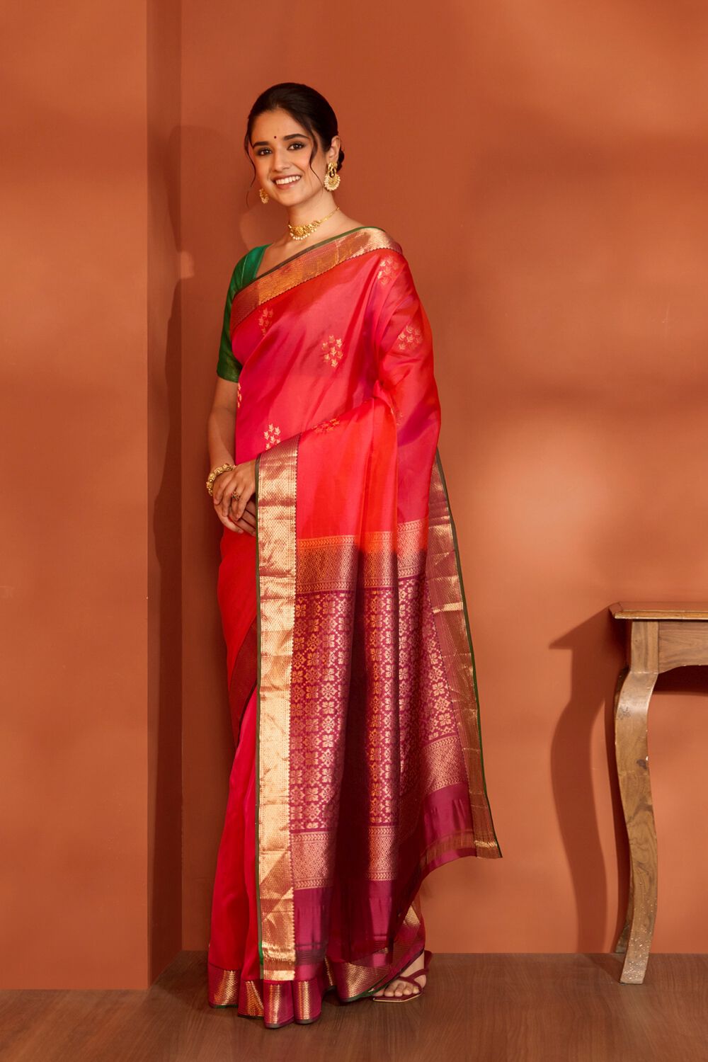 Red Woven Apsara Silk Viscose Saree image number null