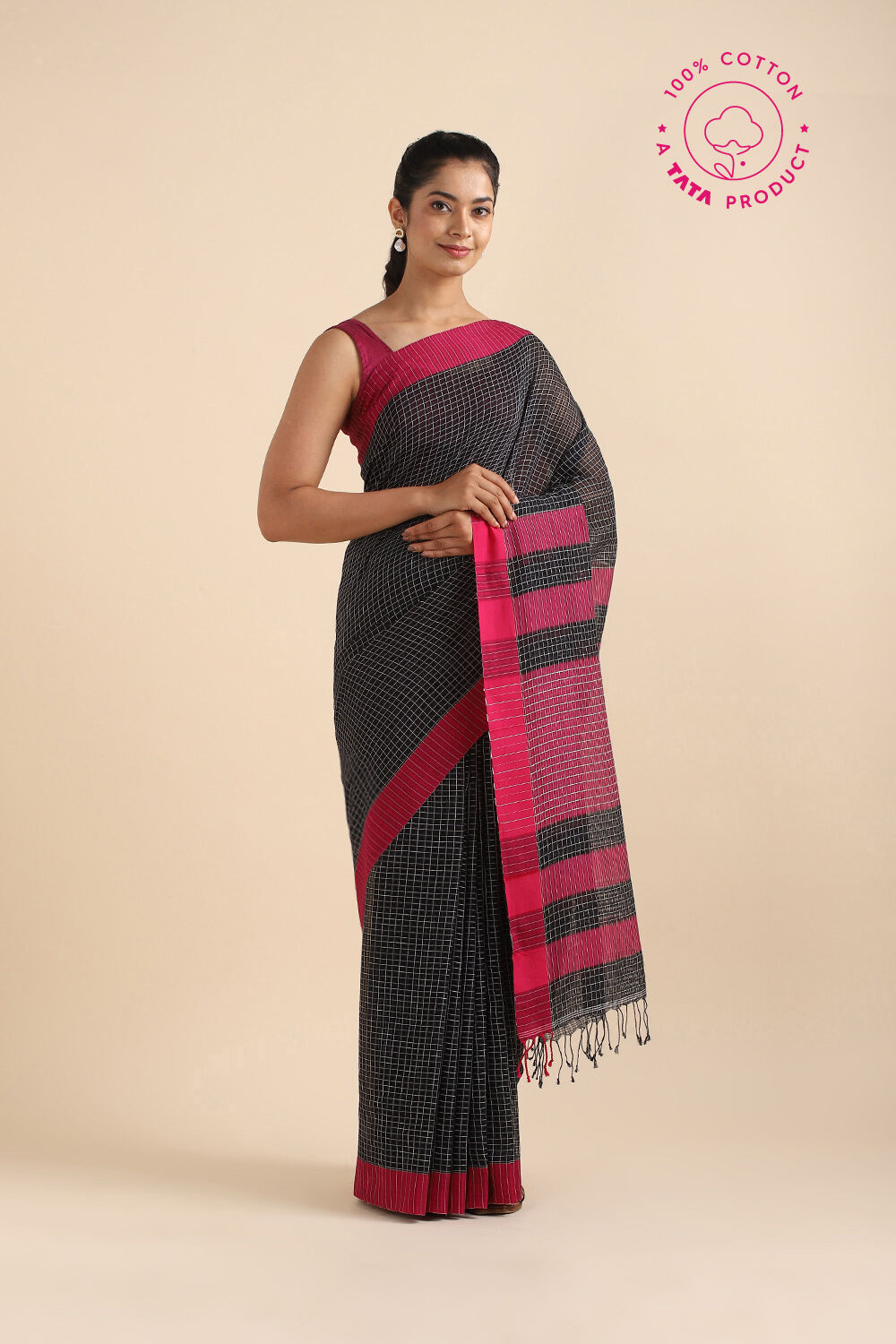 Blue Pure Cotton Bengal Saree image number null