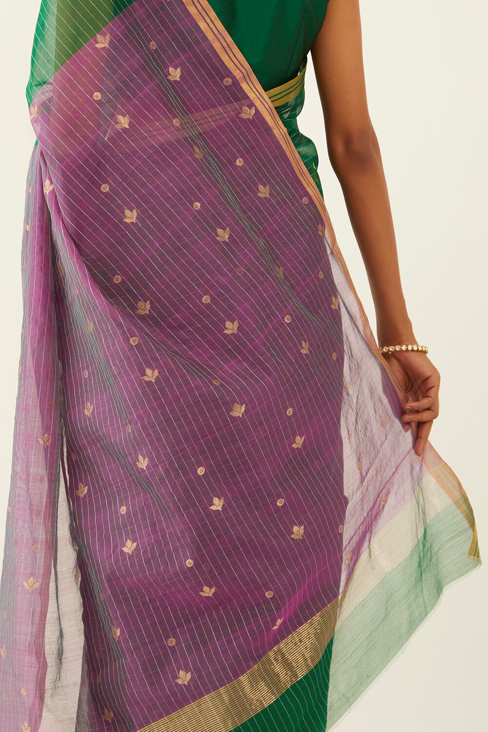 Green Pure Silk Cotton Chanderi Saree image number null