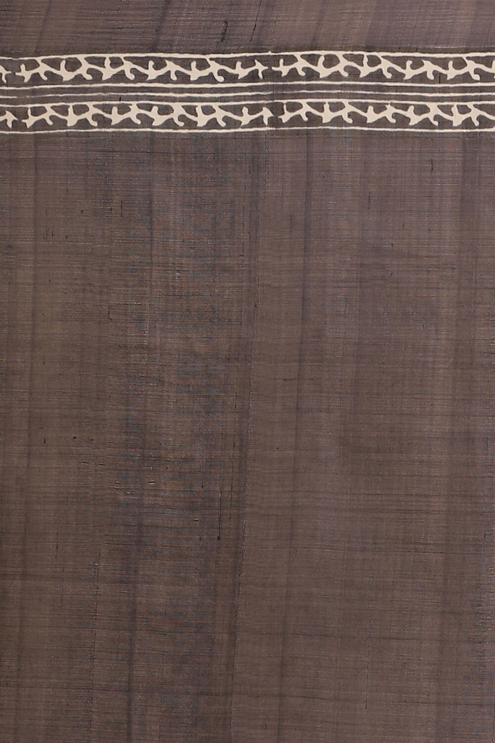Off White Hand Blockprinted Pure Silk Saree image number null