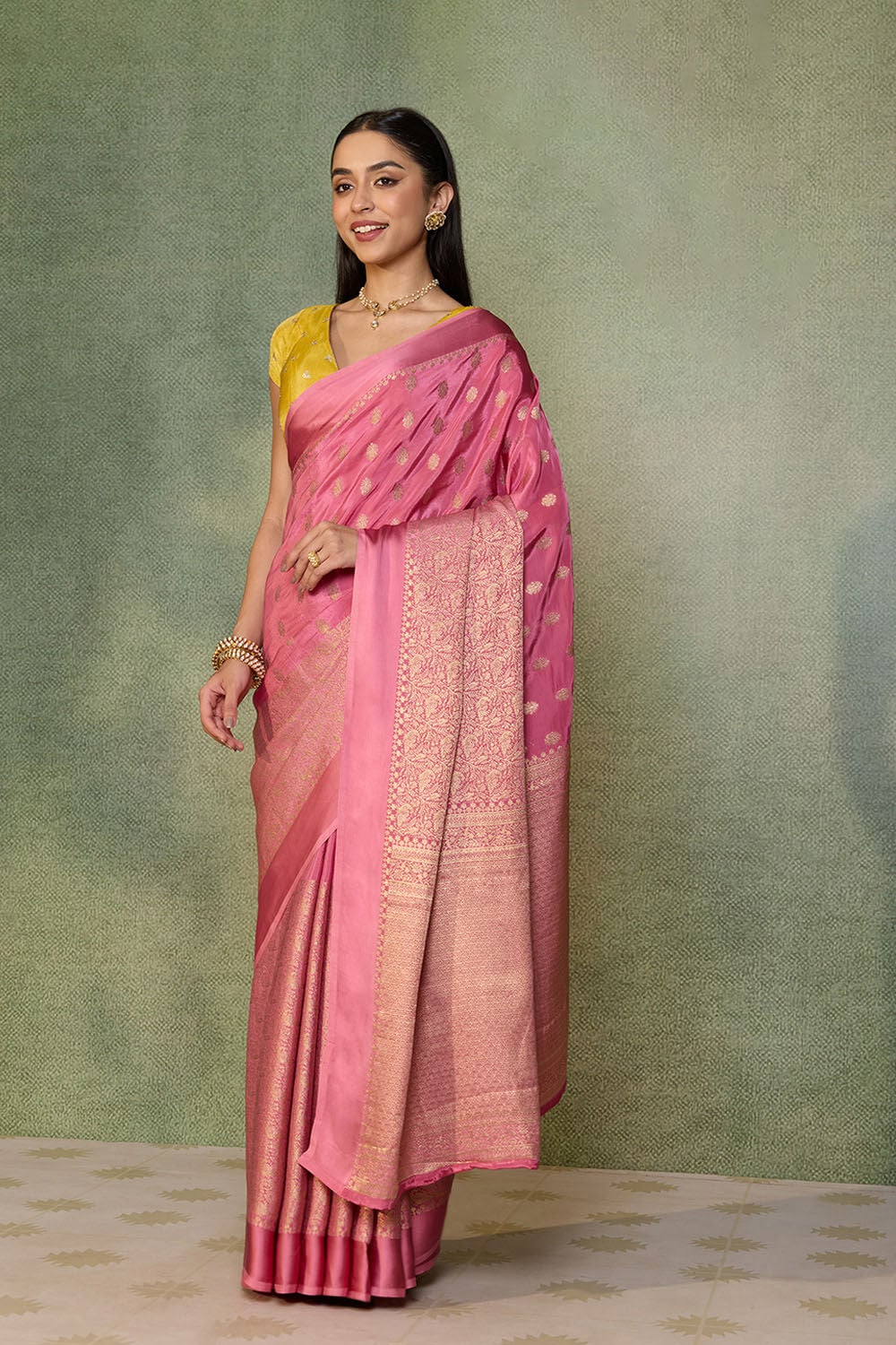 Pink Woven Pure Viscose Saree image number null