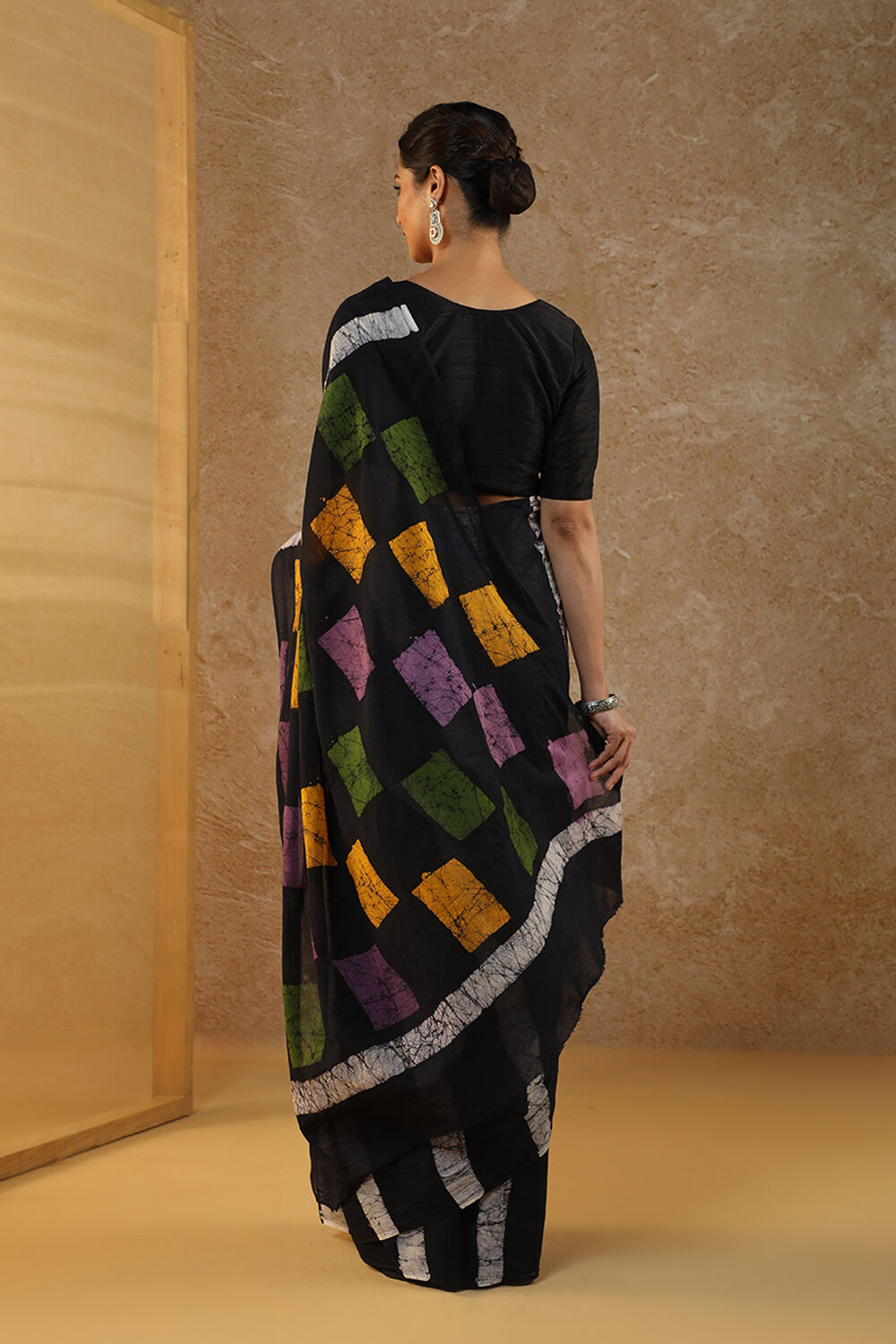 Black Ujjain Pure Cotton Batik Saree image number null