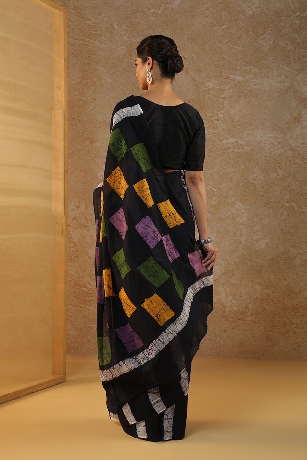 Black Ujjain Pure Cotton Batik Saree image number null