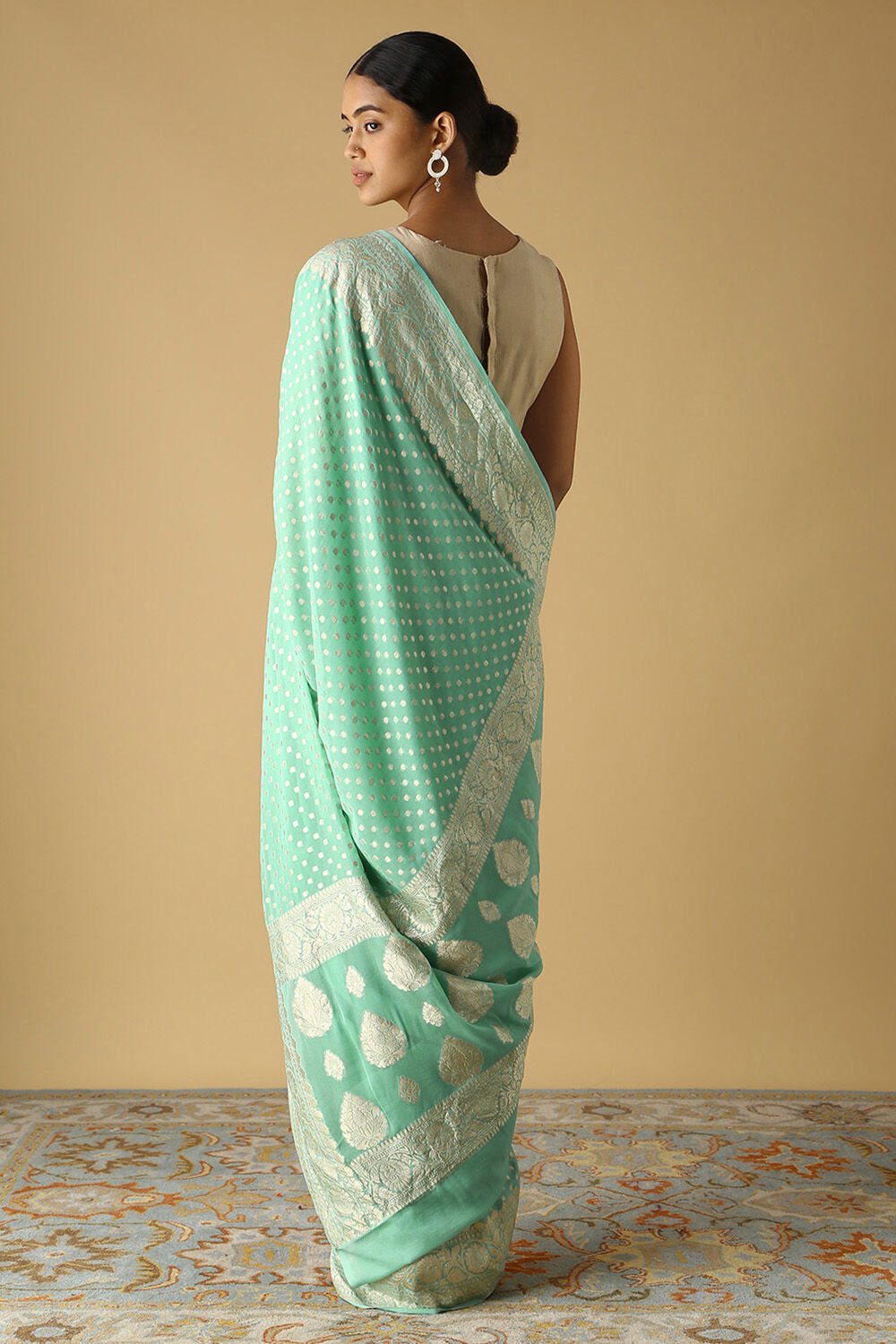 Light Blue Pure Georgette Banarasi Saree image number null