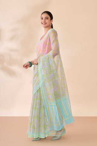 Green Rajasthan Block Printed Pure Cotton Kota Saree thumbnail image number null