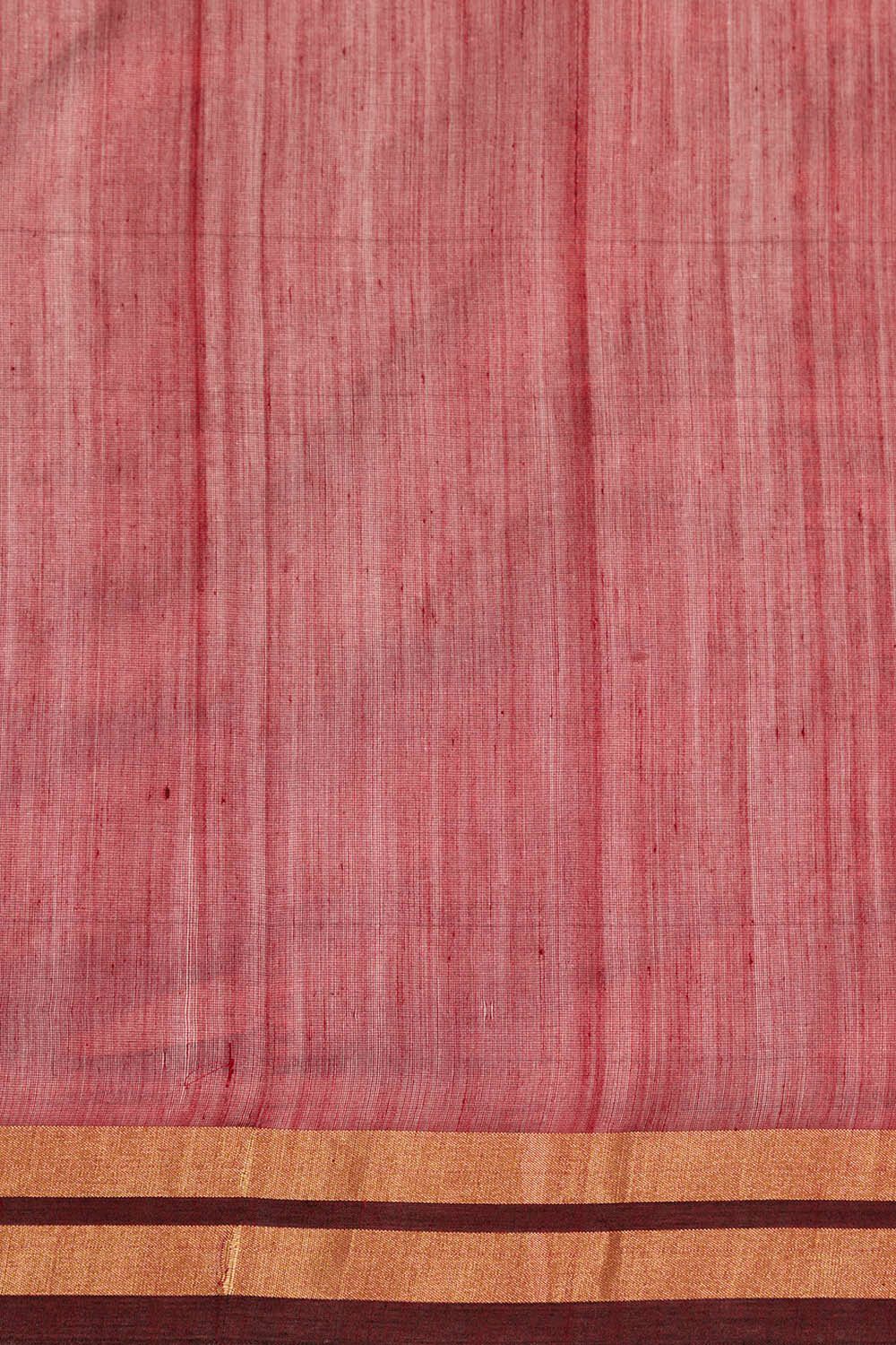 Dark Red Woven Pure Silk Tissue Chanderi Saree image number null
