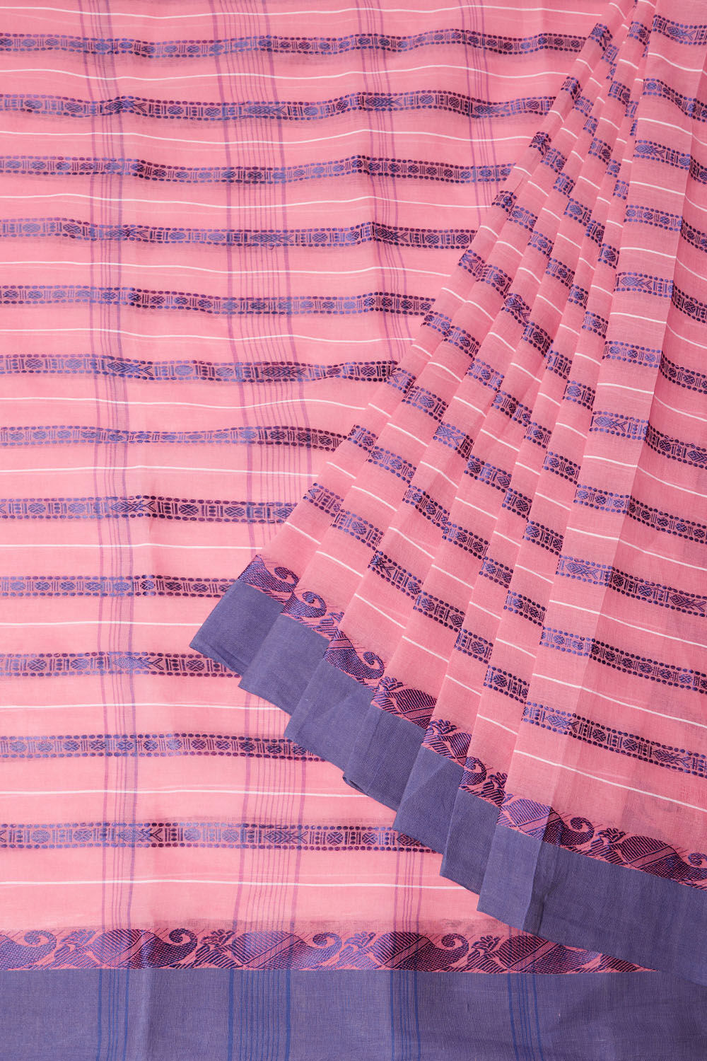 Light Pure Pink Cotton Bengal Saree image number null