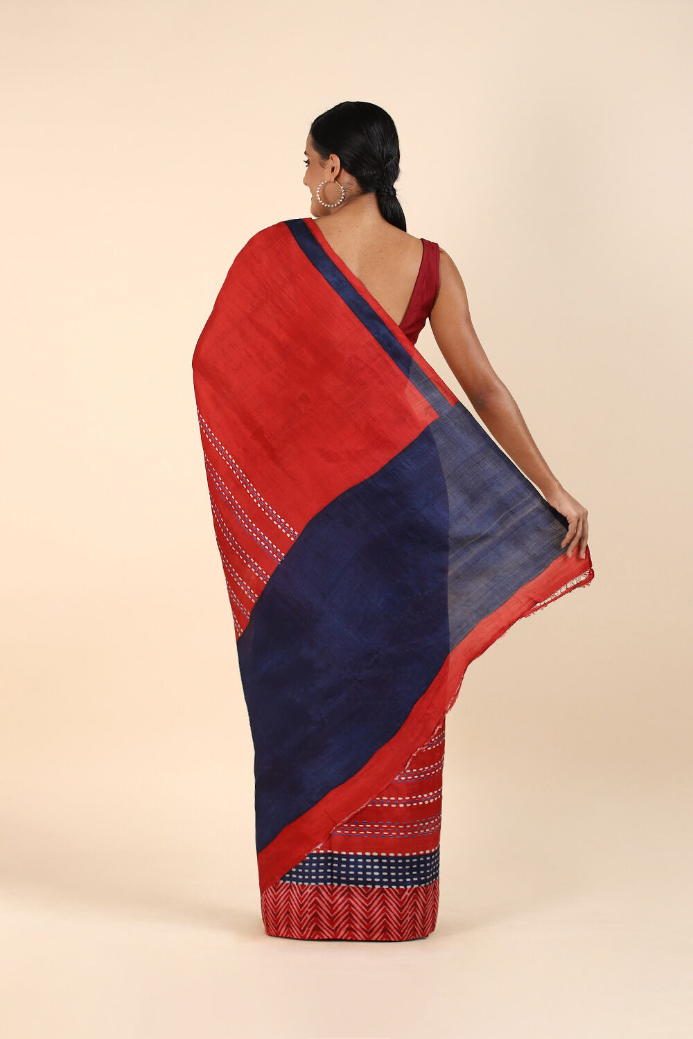 Dark Red Pure Silk Printed Saree image number null