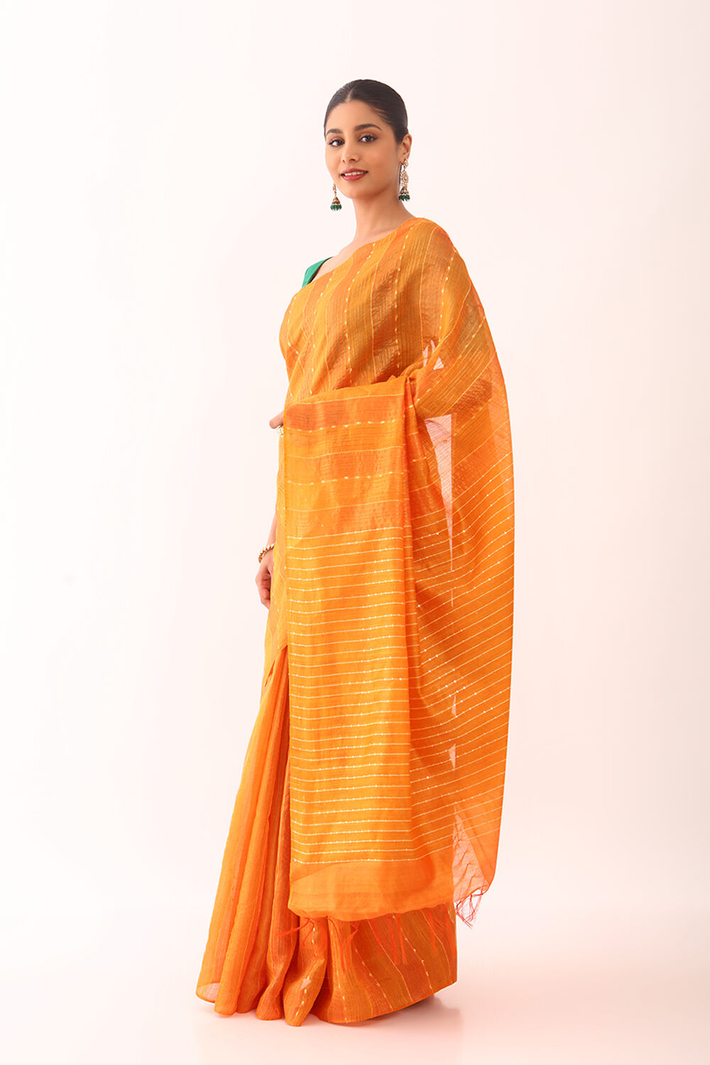 Orange Chattisgarh Woven Pure Tussar Silk Saree image number null