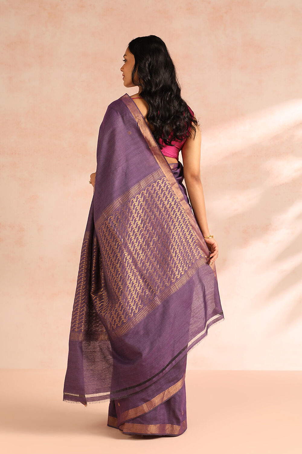 Violet Woven Chattisgarh Pure Tussar Silk Saree image number null