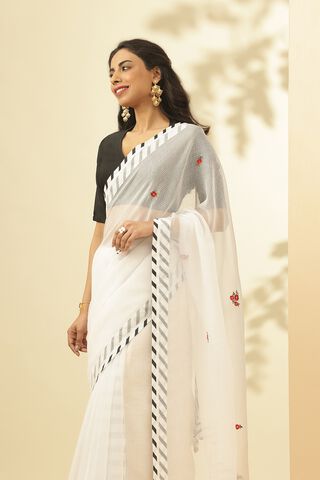 White Pure Kota Embroidered Saree thumbnail image number null