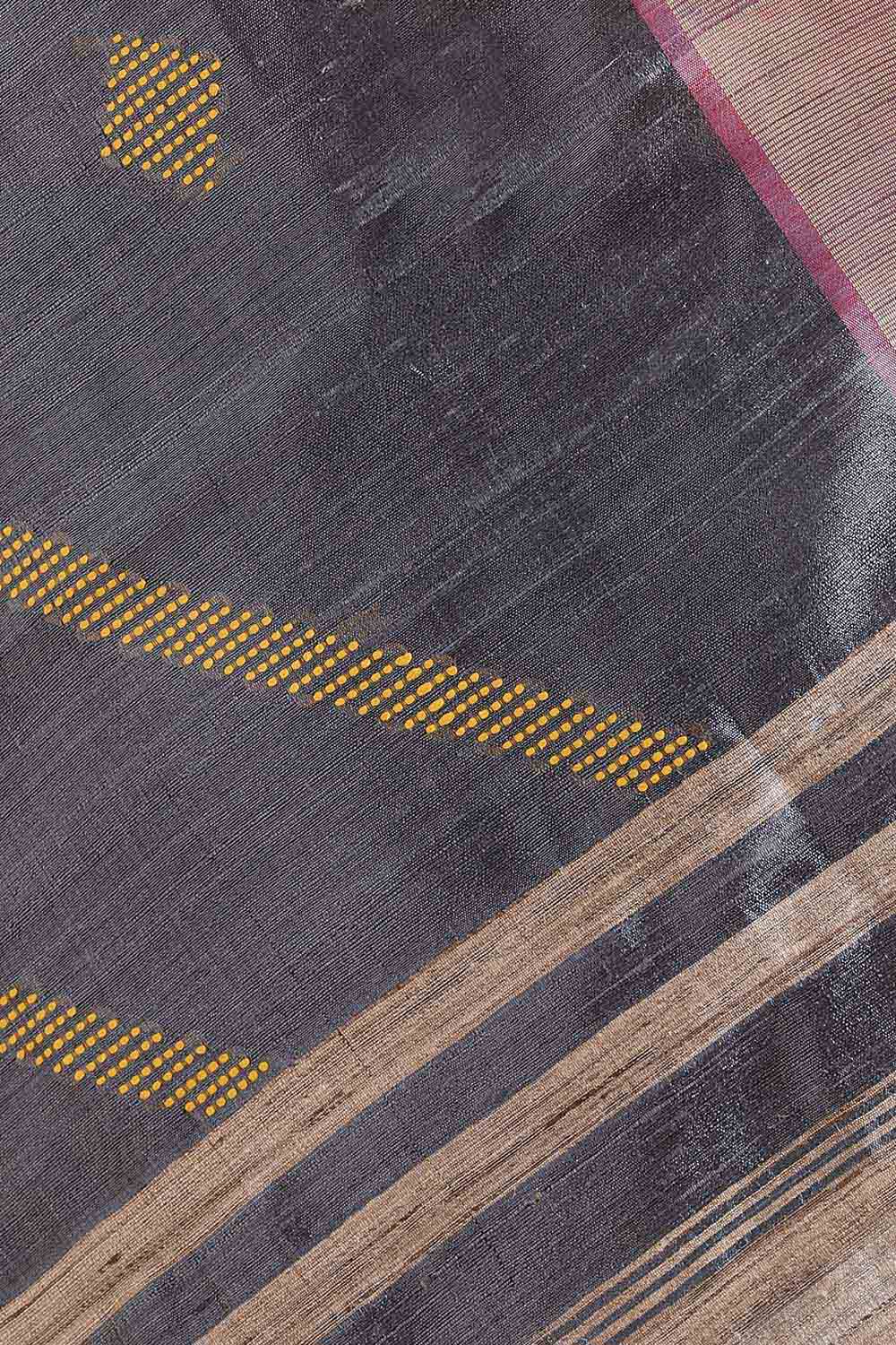 Grey Pure Tussar Silk Bhagalpuri Saree image number null