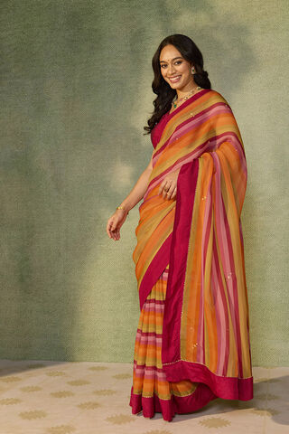 Multicoloured Printed Viscose Organza Saree thumbnail image number null