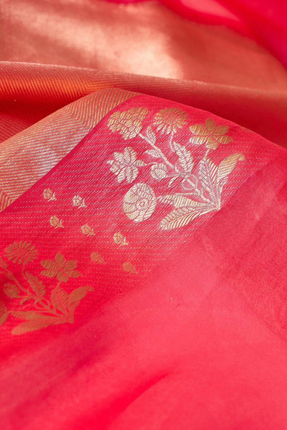 Pink Pure Silk Organza Kadwa Banarasi Saree image number null