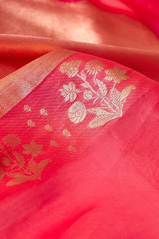 Pink Pure Silk Organza Kadwa Banarasi Saree thumbnail image number null