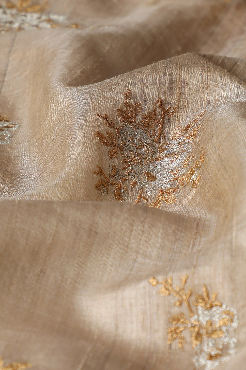 Beige Pure Tussar Silk Embroidered Saree image number null